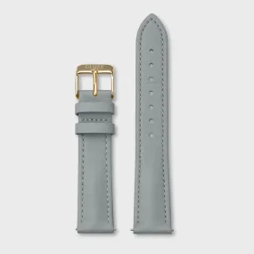 Strap 18 mm Leather Grey, Gold Colour