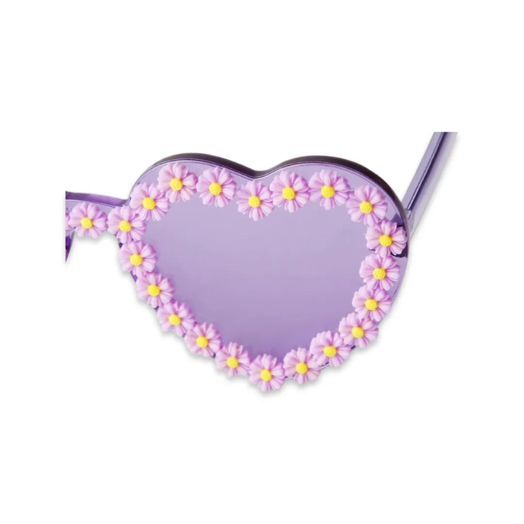 Sunglasses - Heart shaped daisy colour therapy glasses, Lilac