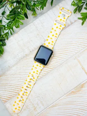 Yellow Chick Printed Silicone Smart Watch Band - One Size